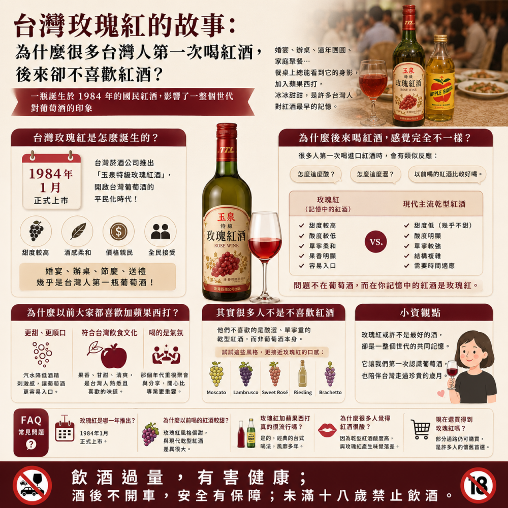 台灣玫瑰紅葡萄酒：許多台灣人的第一瓶葡萄酒，也是共同的味覺記憶